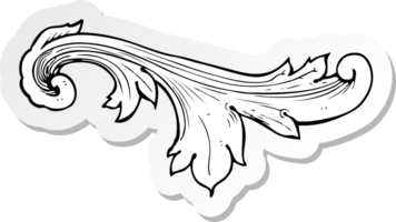 sticker of a traditional hand drawn floral swirl png