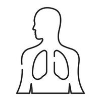 Human respiratory organ icon, linear design of lungs vector