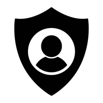 Avatar inside shield denoting concept of user security vector
