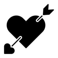 Heart with archery arrow, icon of Cupid heart vector
