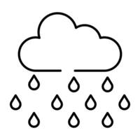 Cloud with raindrops, icon of rainfall vector