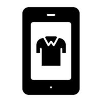 comprar camisa en línea icono, móvil compras editable vector