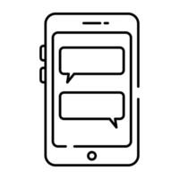 Chat bubbles inside smartphone, icon of mobile message vector