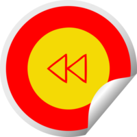 circular peeling sticker cartoon of a rewind button png