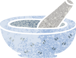 retro illustration style quirky cartoon pestle and mortar png