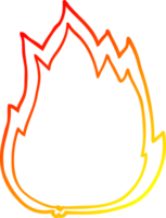 warm Gradient Linie Zeichnung von ein Karikatur Feuer png