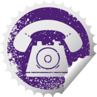 verontrust circulaire pellen sticker symbool van een oud telefoon png