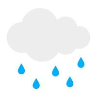 Cloud with raindrops, icon of rainfall vector