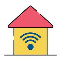 Wifi signals with building, icon of smart home vector