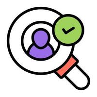 Avatar under magnifying glass, concept of headhunting vector