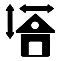 Conceptual solid design icon of home measurement vector