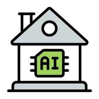 Flat design icon of smart home processor vector