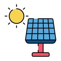 A sun energy storage reservoir icon, vector design of solar panel