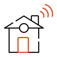 Internet signals with building, icon of smart home vector