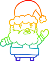 rainbow gradient line drawing of a santa claus waving png