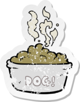 adesivo retrô angustiado de uma comida de cachorro de desenho animado png