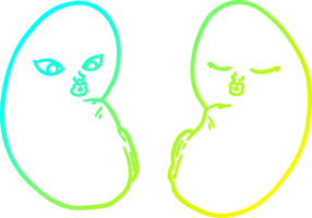 cold gradient line drawing of a cartoon kidneys png