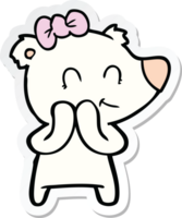 sticker of a shy female polar bear cartoon png