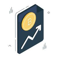 Creative design icon of bitcoin analytics vector