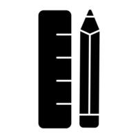 Pencil with scale, vector design of stationery tools