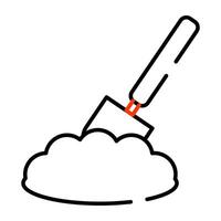 A linear design icon of digging, mud with shovel vector