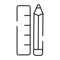 Pencil with scale, vector design of stationery tools