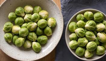 ai generado sano verde Bruselas coles en blanco antecedentes foto