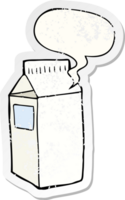 cartoon milk carton with speech bubble distressed distressed old sticker png