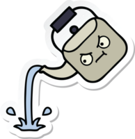 sticker of a cute cartoon pouring kettle png