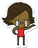 sticker of a cartoon girl crying png