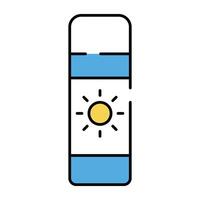 Sun on bottle denoting concept of suntan cream vector
