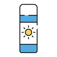 Sun on bottle denoting concept of suntan cream vector