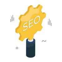 Conceptual isometric design icon of search engine optimization vector