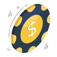 A colored design icon of casino token vector