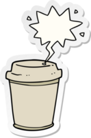 cartoon takeout coffee cup with speech bubble sticker png