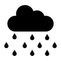 Cloud with raindrops, icon of rainfall vector