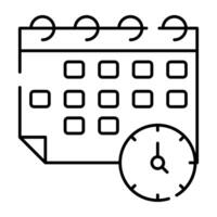 Clock with calendar, icon of timetable vector