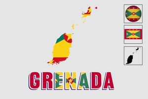 Grenada map and flag in vector illustration