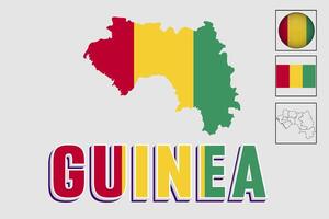 Guinea map and flag in vector illustration