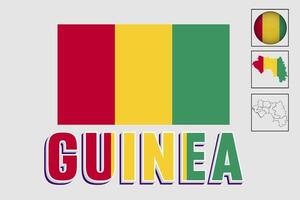 Guinea map and flag in vector illustration