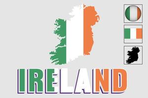Ireland map and flag in vector illustration
