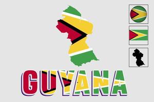 Guyana map and flag in vector illustration