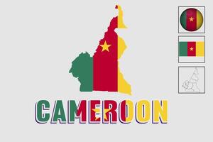 Cameroon map and flag vector, Cameroon map, vector