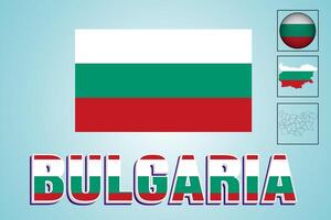 Bulgaria bandera y mapa en vector ilustración