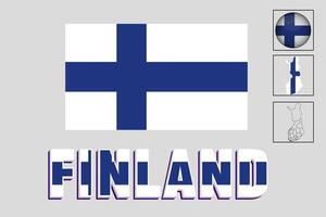 Finland's flag and map in a vector graphic