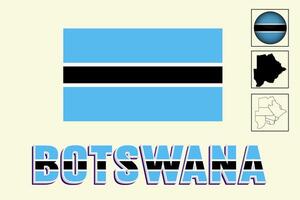 Botswana map and Botswana flag vector drawing