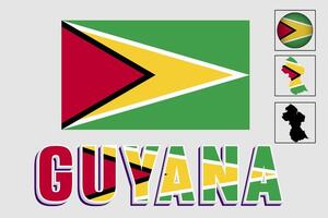 Guyana map and flag in vector illustration