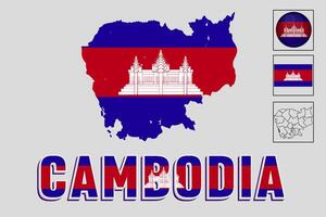 Cambodia map and flag in vector illustration