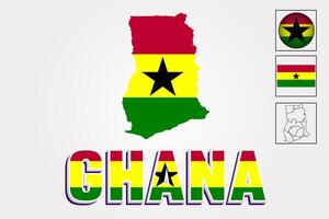 Ghana flag and map in vector illustration