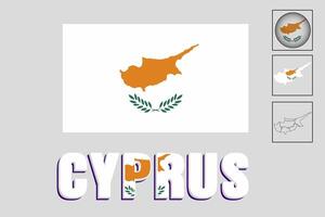 Cyprus map and flag in vector design